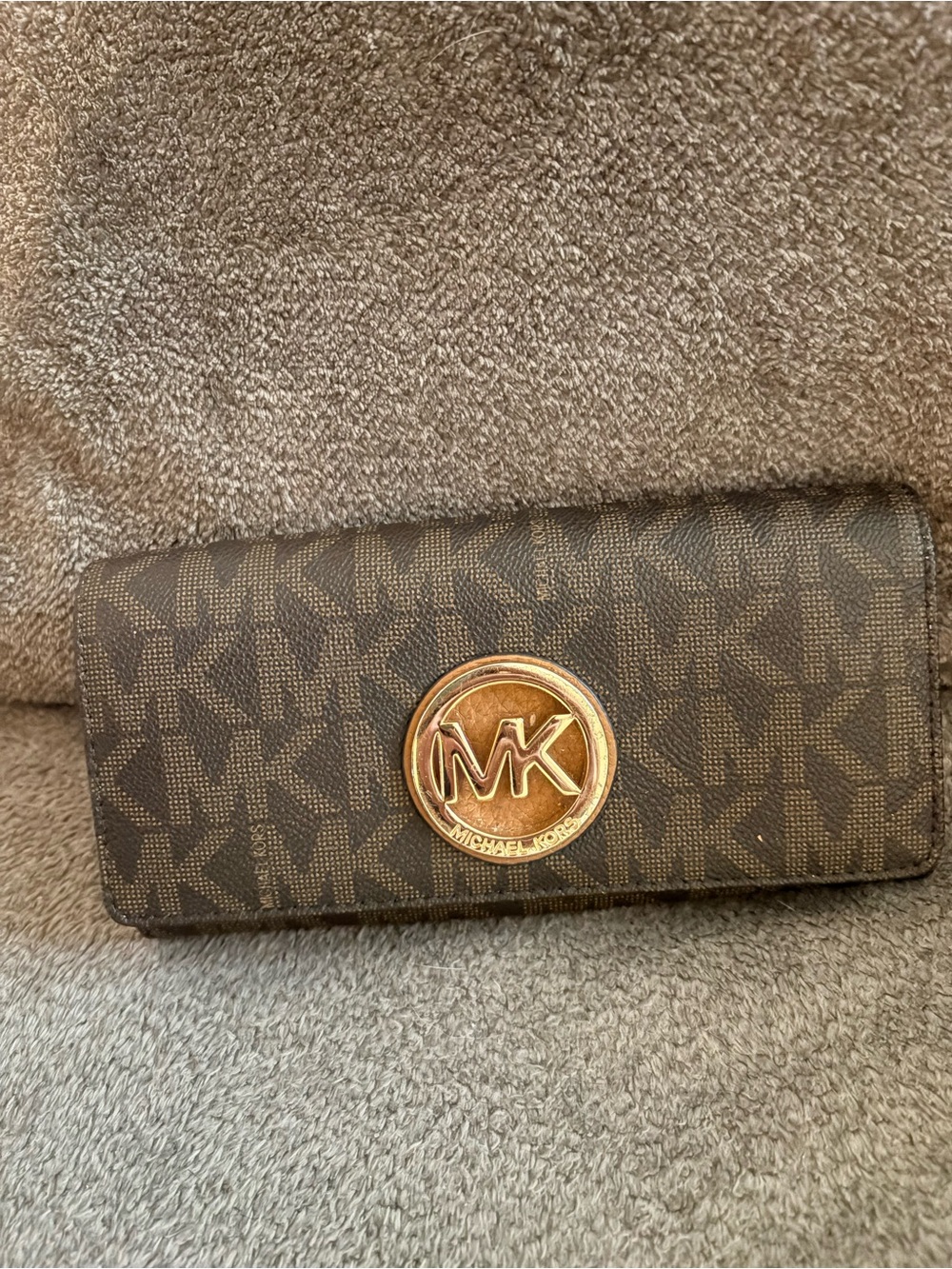Michael Kors Brown Signature Fulton Continental Wallet MK